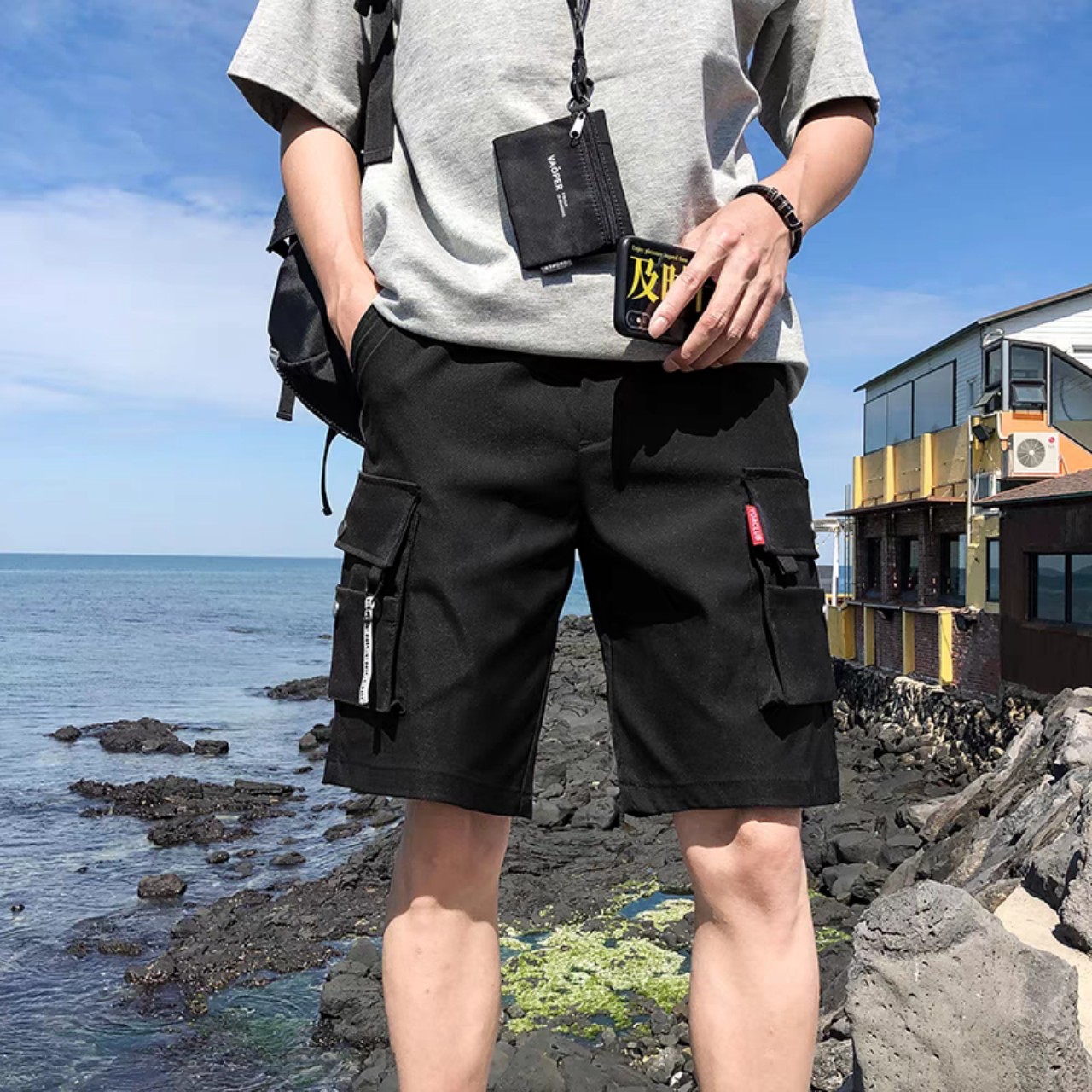 GIÁ SẬP SÀN Quần short ngố kaki túi hộp unisex Dây cúc nam nữ phong cách ulzzang/Quần Short Nam Túi Hộp KaKi - g8_shop 01