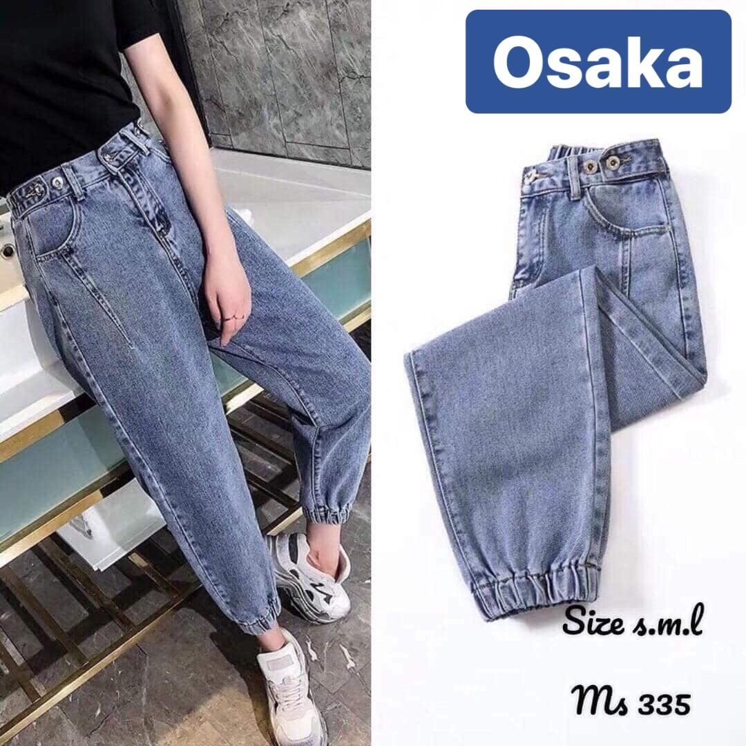 QUẦN JEAN BAGGY NỮ CHẤT BÒ XANH LƯNG THUN CẠP CHUN ỐNG TÚM LƯNG CAO NÂNG MÔNG FUSI OK-335 OSAKA FASHION