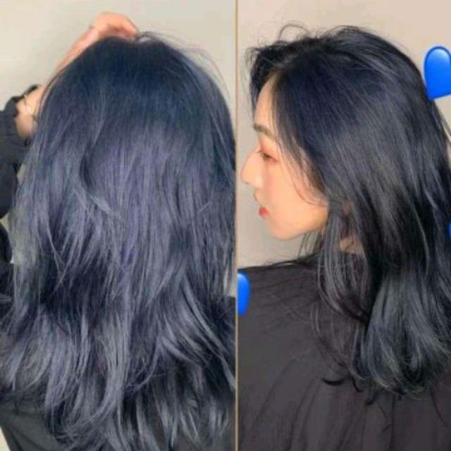 thuốc nhuộm tóc . nhuộm tóc màu xanh dương đen , thuốc nhuộm tóc không tẩy  [ tặng kèm oxy trợ dưỡng và bao tay ] | Shopee Việt Nam