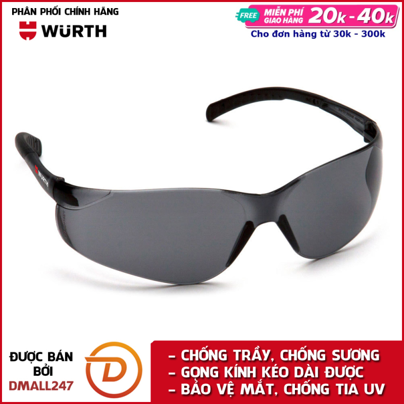Kính bảo hộ mắt chống bụi và chống tia UV Wurth WU-KBH-XAM - Dmall247, chăm sóc xe chuyên dụng