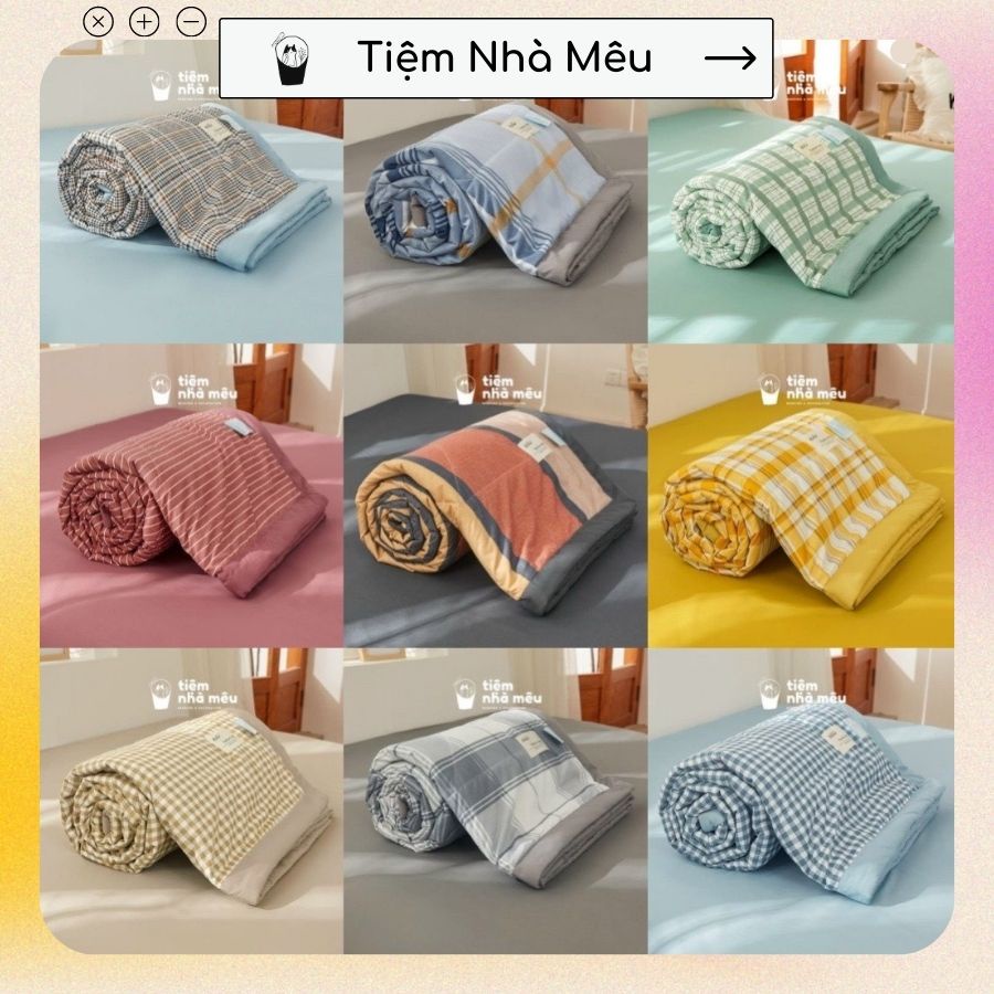 Bộ Chăn Ga Gối Cottton Tici  Đủ Size Set 4 Món Basic Vintage Caro Cao Cấp