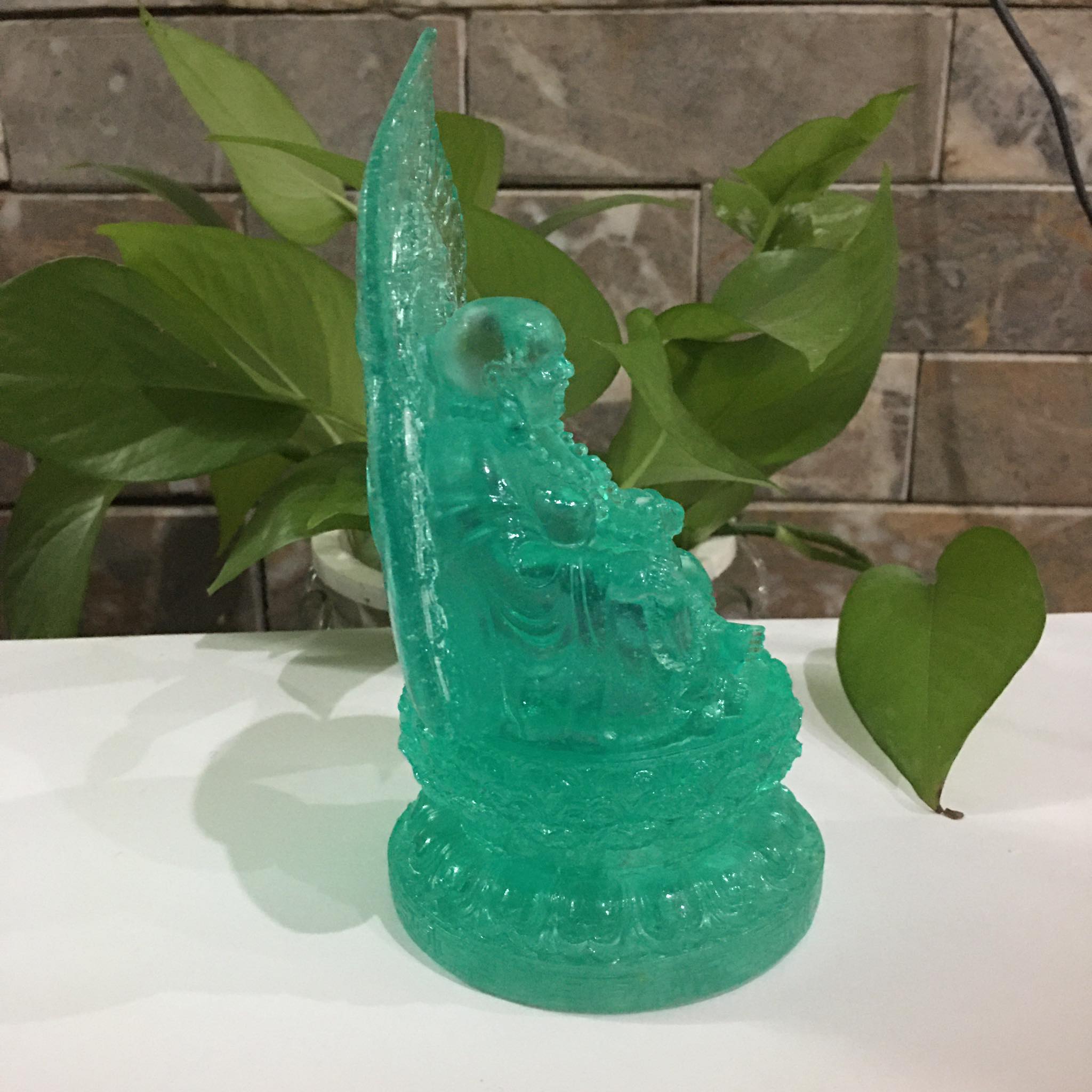 Phật di lặc màu xanh lá cao 17 cm