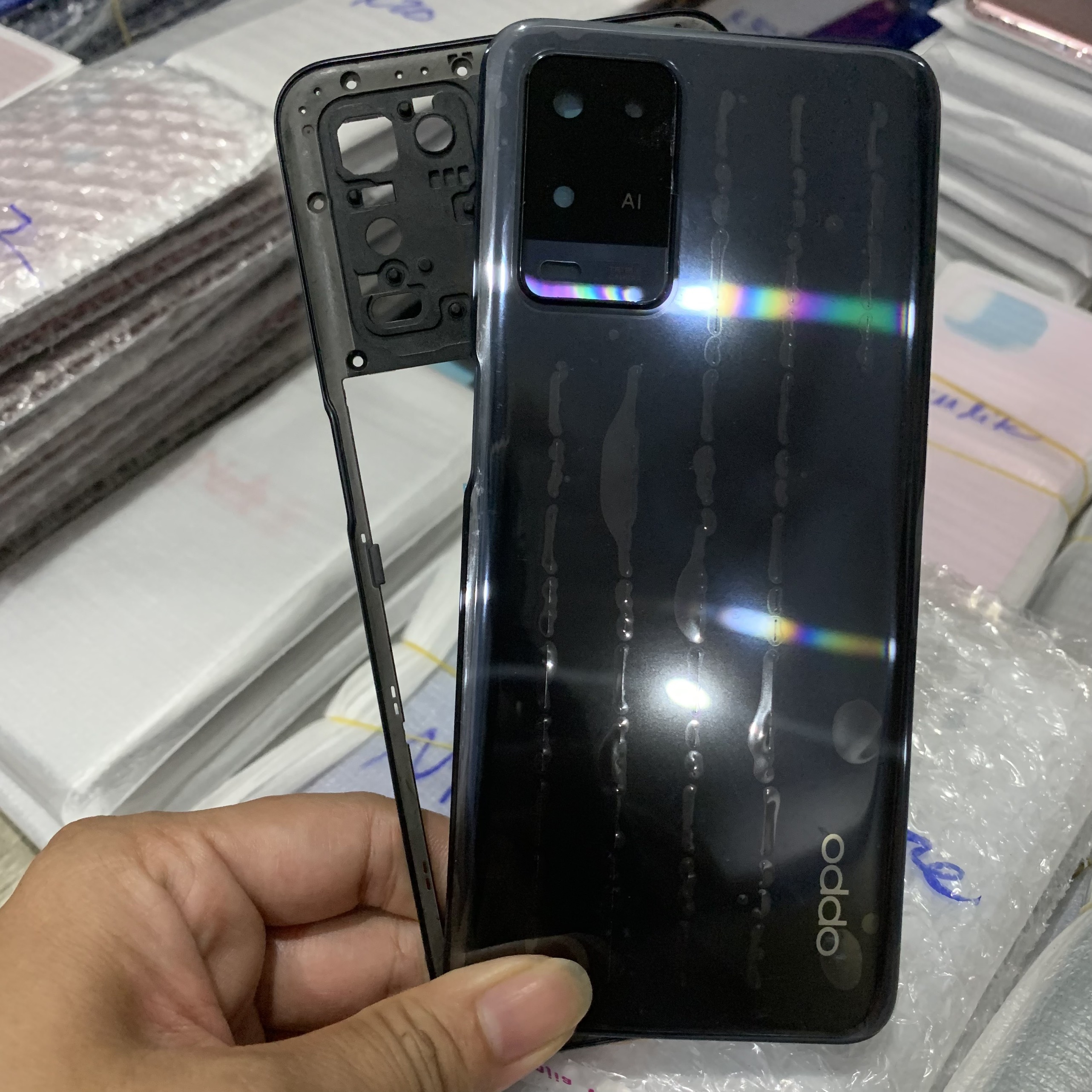 bộ vỏ oppo a54 / 4G (gồm kính cam,sườn,lưng,nút tăng giảm)
