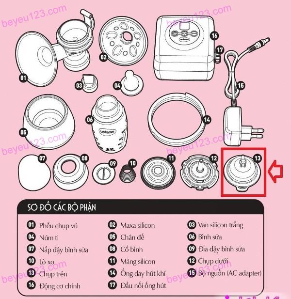 Nắp chụp trên - Phụ kiện máy hút sữa điện đơn UNIMOM ALLEGRO & máy hút sữa điện đôi UNIMOM FORTE (Hàn Quốc) UNK U1520