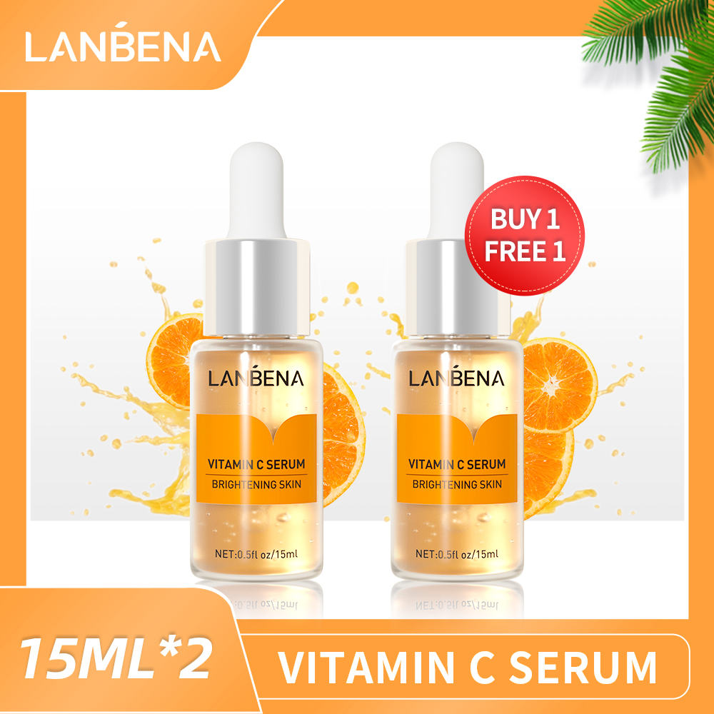 【Mua 1 Tặng 1】 LANBENA Serum vitamin C Làm sáng da Xóa tàn nhang Làm mờ vết tối Chống lão hóa Làm trắng Dưỡng ẩm Serum dưỡng da mặt