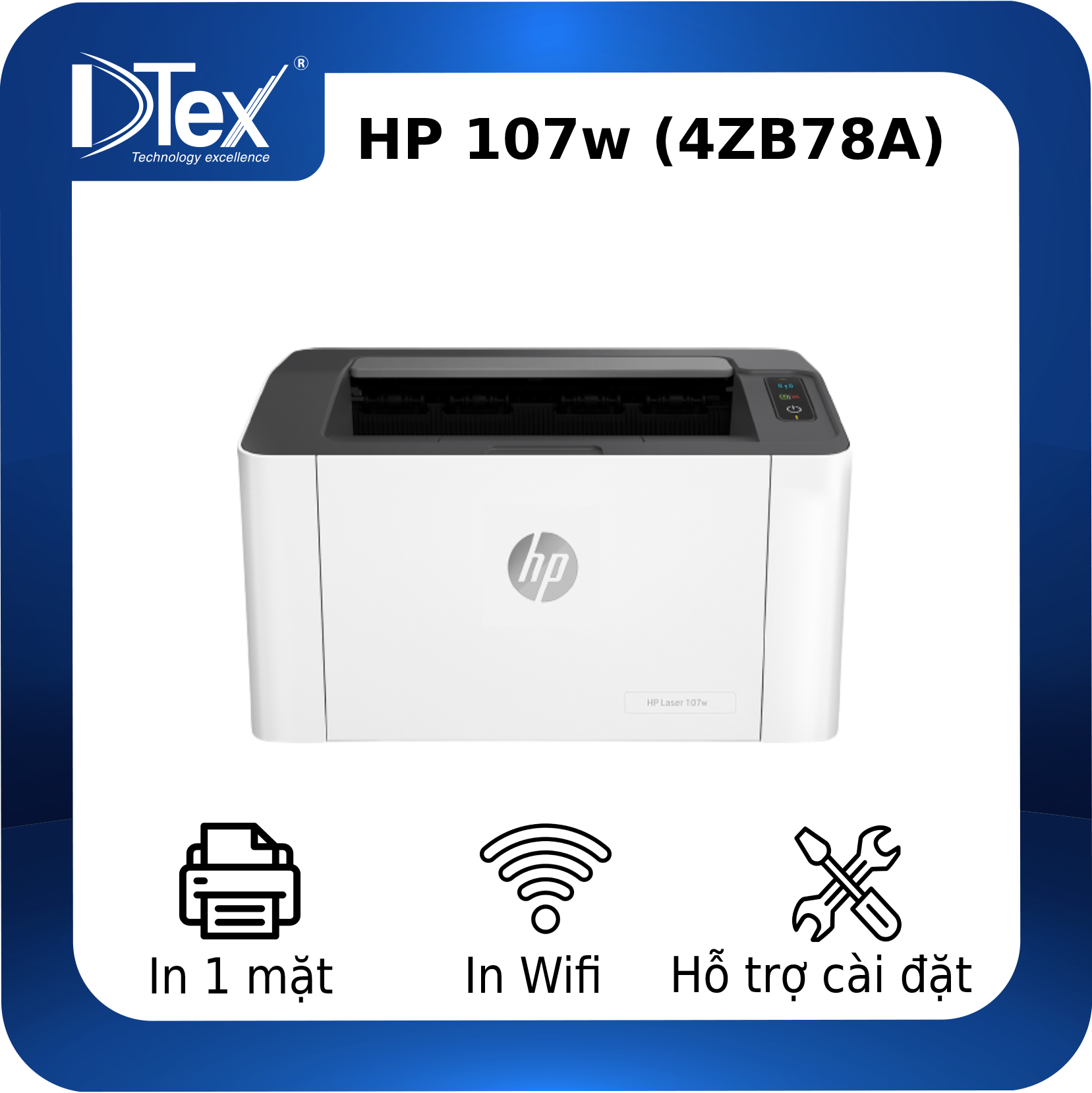 Máy in Laser Trắng Đen HP 107W (4ZB78A) - Hàng Chính Hãng