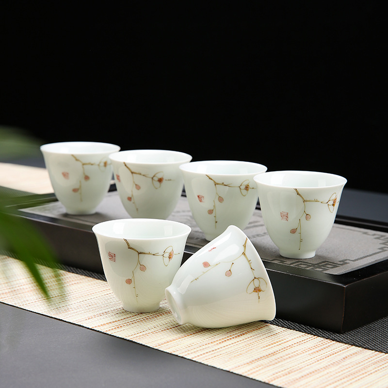 Bộ chén sứ Cảnh Đức vẽ tay thủ công (Bộ 06 chiếc kèm hộp quà)