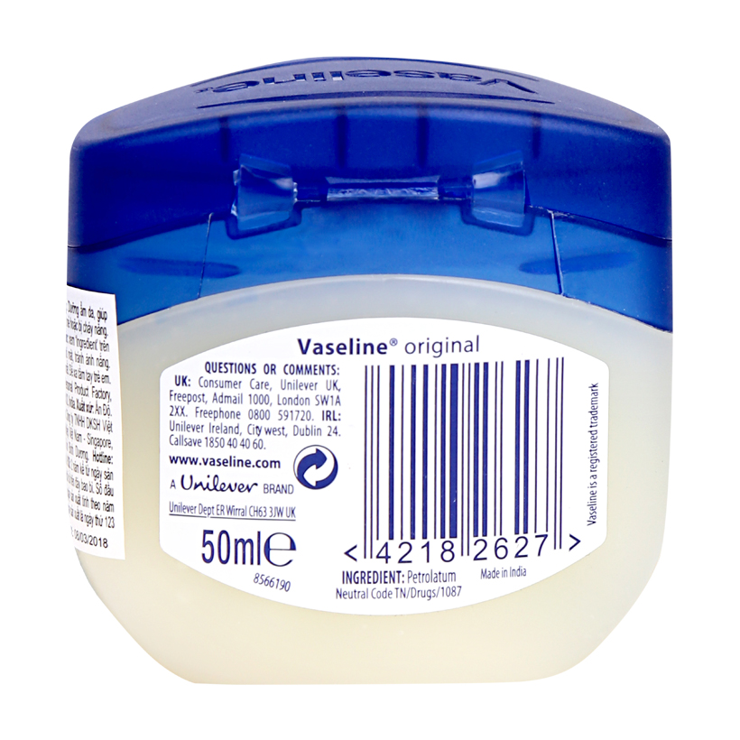 Sáp dưỡng ẩm Vaseline Pure Petroleum Jelly Original (50ml)