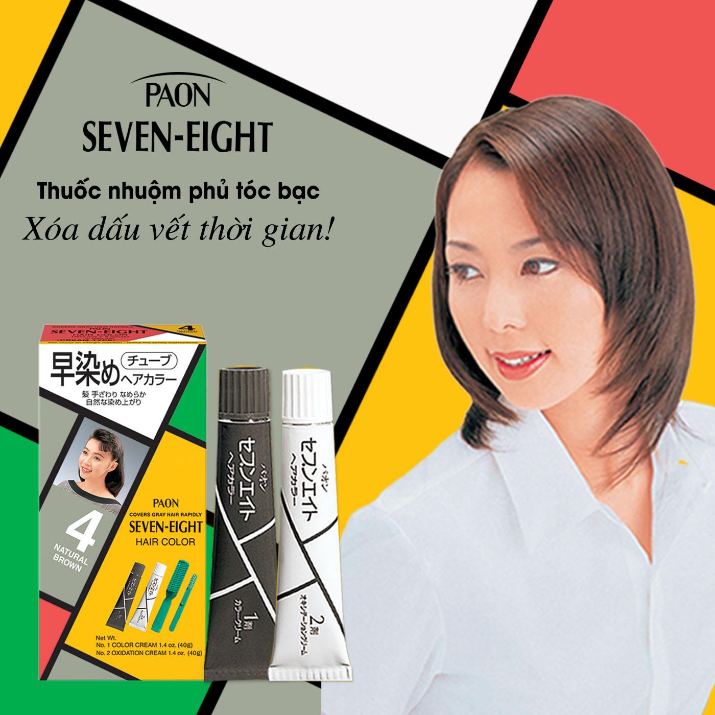 [HCM]Nhuộm phủ bạc SEVEN EIGHT số 4 (Nâu tự nhiên) Nhật Bản (40g+40g)