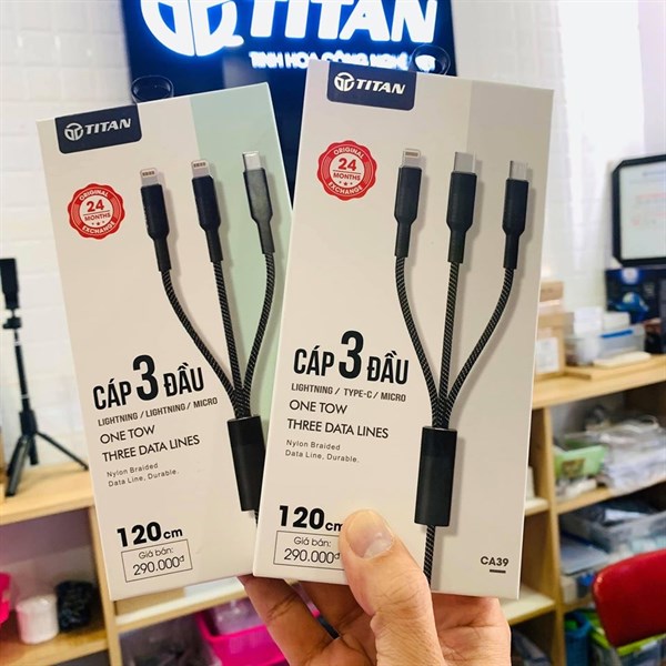 Cáp Sạc 3 Đầu TITAN CA39 / CA40 Độ Dài 1M2