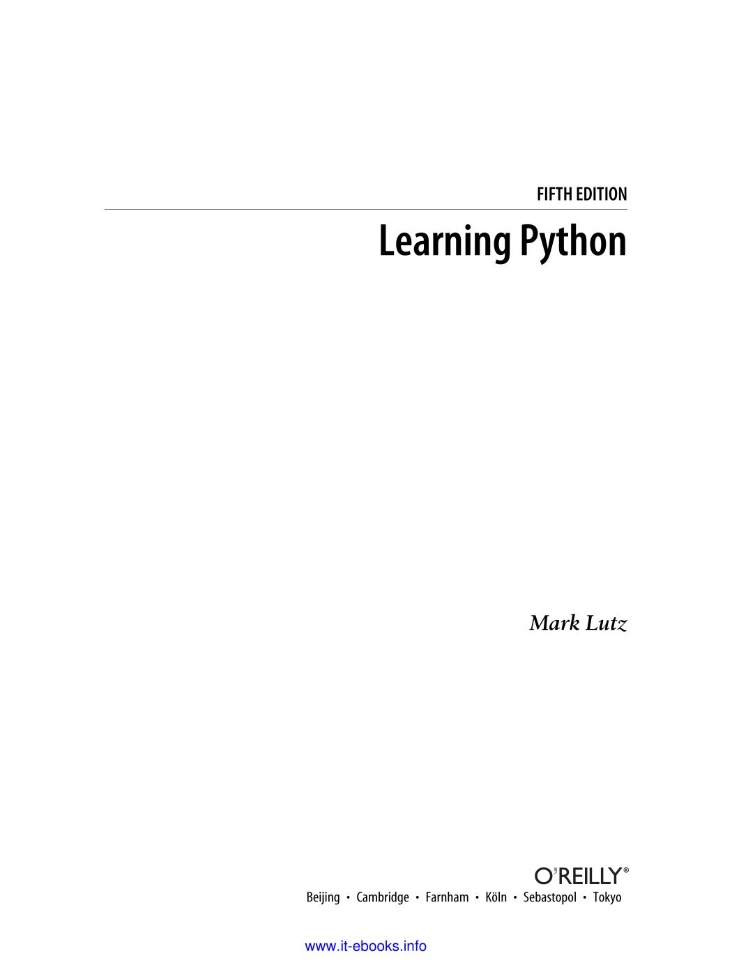 Learning Python, 5th Edition