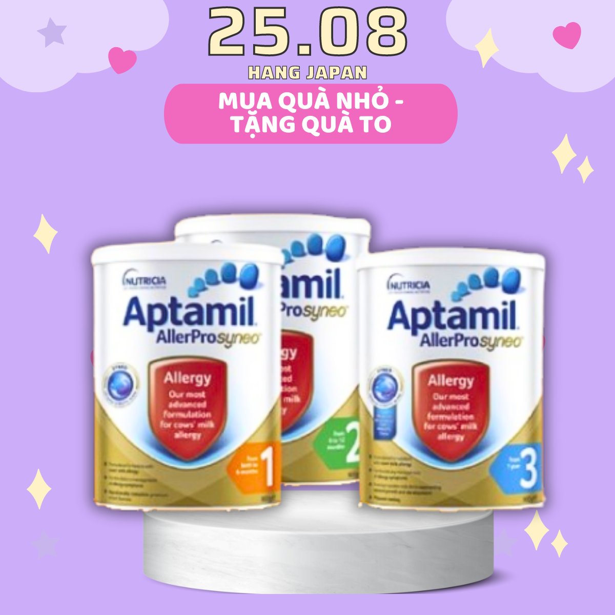 Sữa aptamil allerpro syneo cho bé dị ứng 900g - đủ số 1, 2,3 - hàng úc