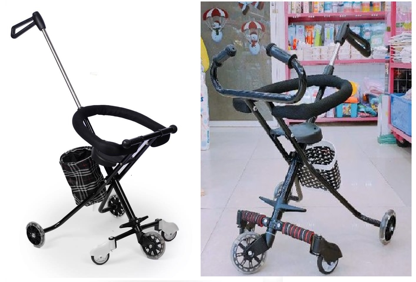 [Rẻ vô địch] Xe đẩy du lịch gấp gọn đảo chiều siêu nhẹ - V1 qmart