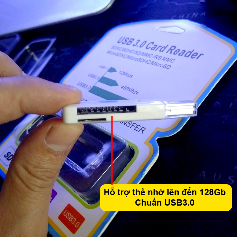 Đầu đọc thẻ nhớ USB 3.0 All in one màu trắng