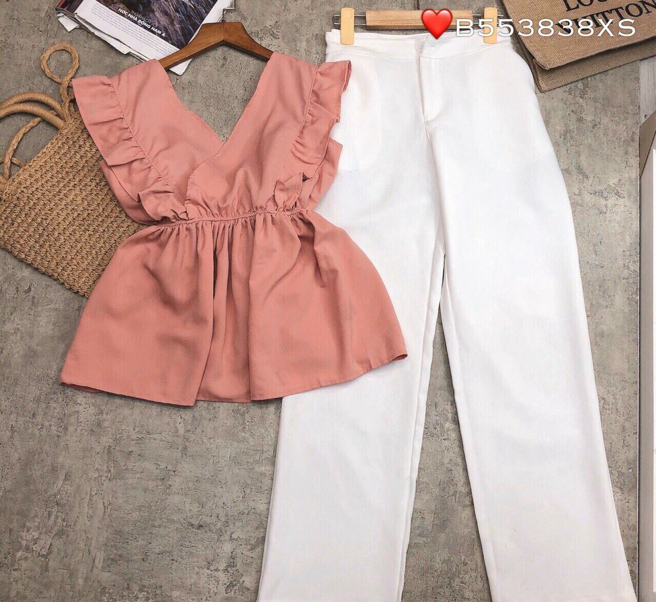 Set áo kiểu quần ống suông công sở