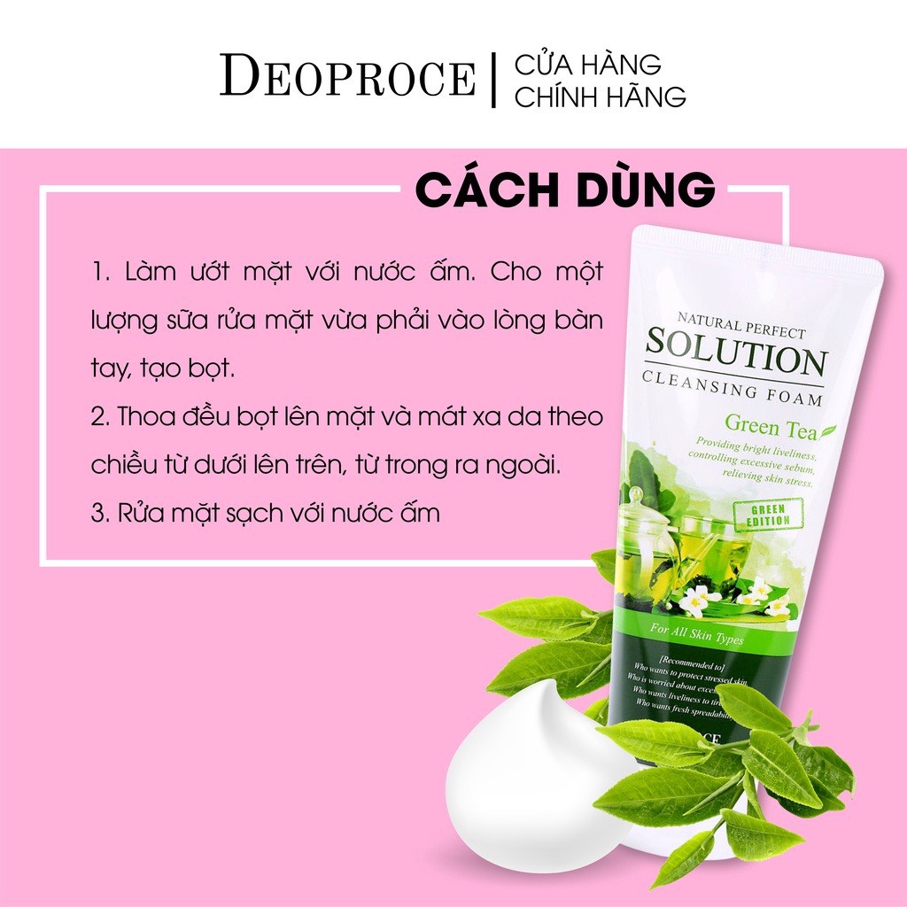 DEOPROCE Sữa rửa mặt trà xanh 170g - 1170B
