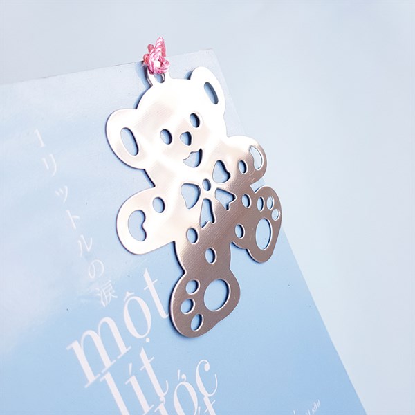 [HCM]Bookmark Kim Loại Gấu Dây Hồng