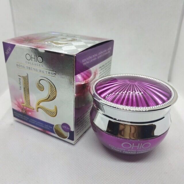 Kem dưỡng trắng chống nắng chống lão hóa 12 tác dụng OHIO Collagen - Đông Trùng Hạ Thảo (30g)