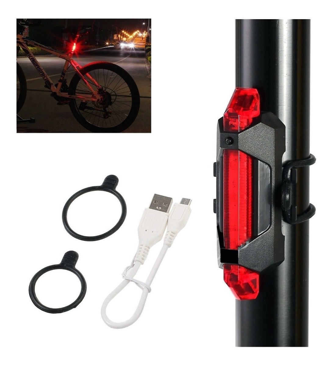 COMBO ĐÈN PHA + ĐÈN HẬU ĐUÔI XE ĐẠP PIN SẠC [KÈM CÁP SẠC]