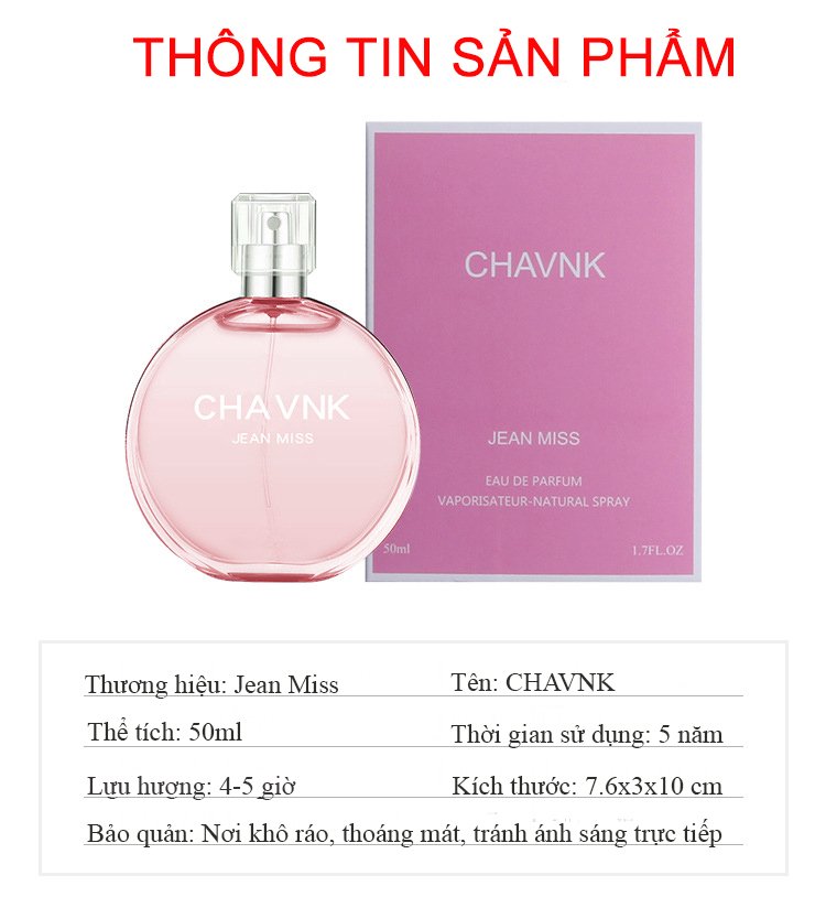 Nước Hoa Nữ, Nước Hoa Nữ Thơm Lâu Chavnk 💖 Nổi Bật, Hấp Dẫn, Nhẹ Nhàng, Sâu Lắng Với Hương Thơm Từ Thiên Nhiên Ngọt Ngào Quyến Rũ 💖 Lưu Hương Dài Lâu, Sang Trọng, Qúy Phái, Thể Tích 50ml.