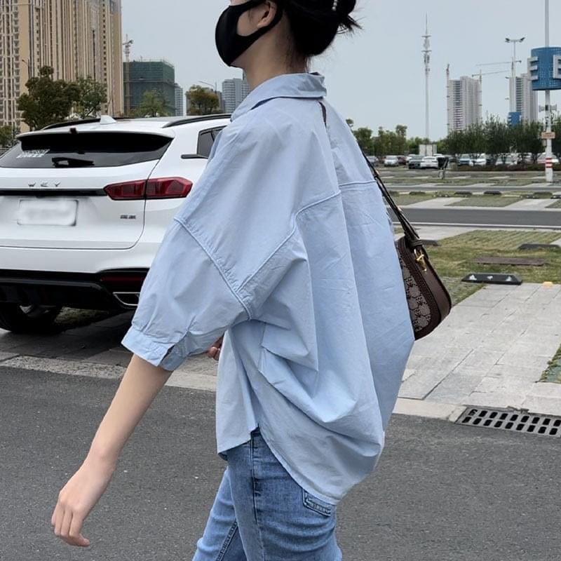Áo sơ mi nữ, áo sơ mi phom rộng tay lỡ bo tay cầu vai hở lưng nhiều màu