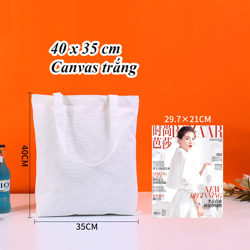Túi vải canvas trắng tự vẽ thủ công DIY