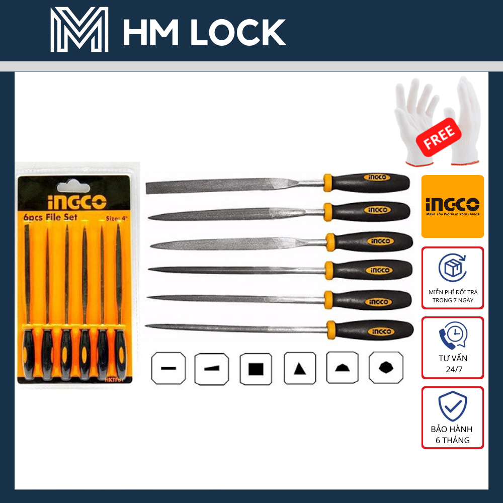 Bộ 6 dũa sắt 140mm ingco - hàng chính hãng - hktf63
