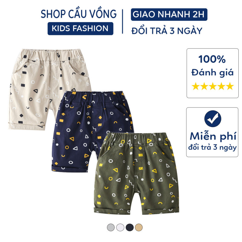 Nơi bán Quần Kaki Bé Trai WELLKIDS Quần Short Cho Bé Họa Tiết Hình Khối Chất Kaki Xuất Âu Mỹ 046