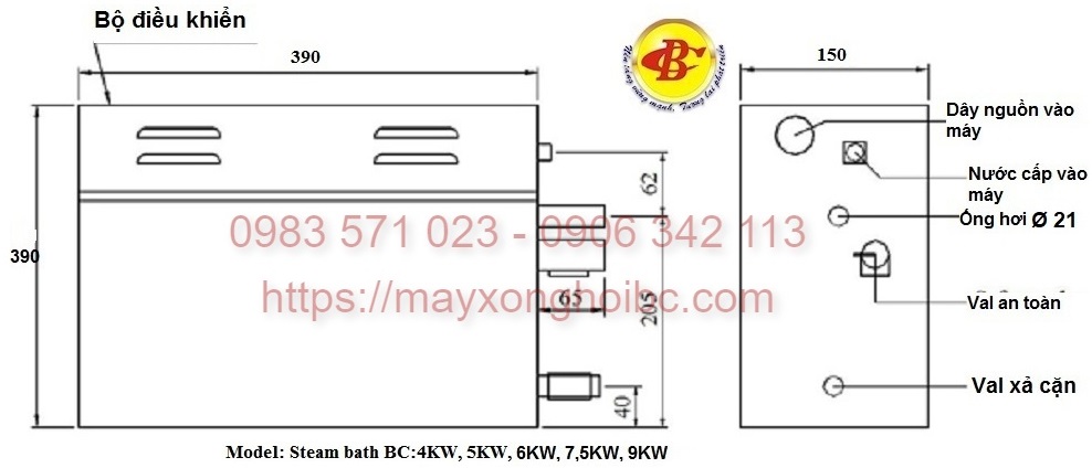 Máy xông hơi ướt Bảo Châu BC6kw