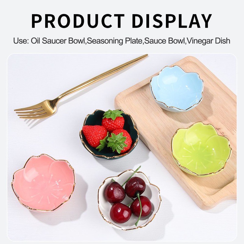 Chén sứ đựng nước chấm, bát đĩa sứ decor phong cách hoa đào Nhật Bản