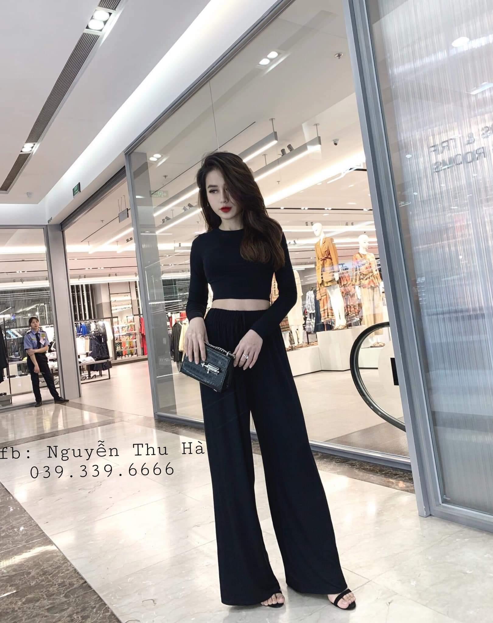 sét áo thun croptop quần ống suông