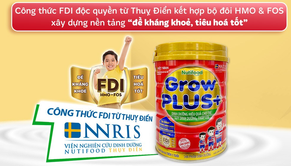 Sữa bột Nutifood GrowPLUS+ đỏ hương vani 900g (từ 1 tuổi)