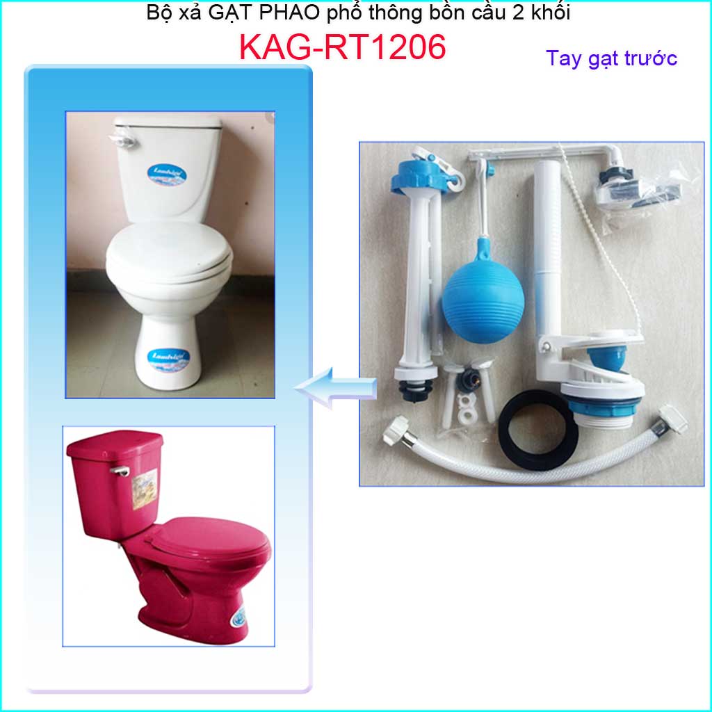 [HCM]Bộ xả bàn cầu gạt  cấp phao nhựa 100% KAG-RT1206 bộ xả nước bồn cầu gạt xả cầu gạt  Dococer trọn bộ cầu phổ thông
