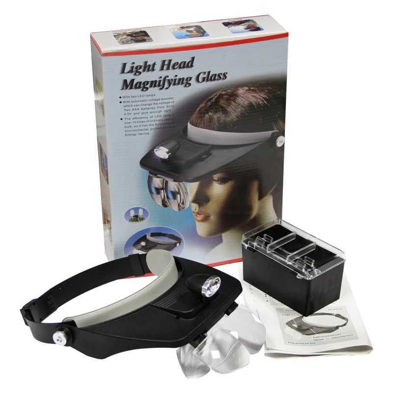 Kính Lúp Đội Đầu Đa Năng 4 Kính Có Đèn Led Xoay 180 Độ