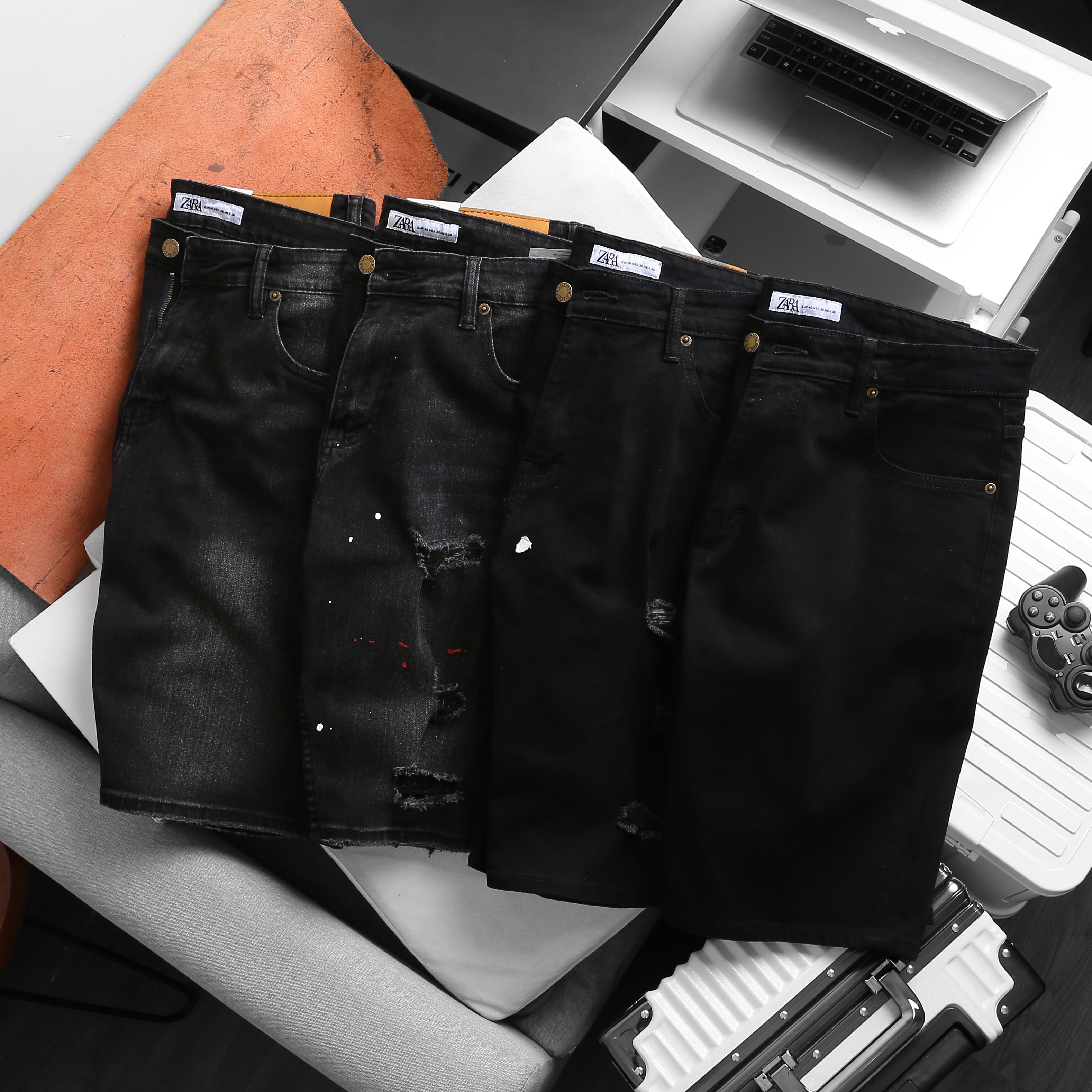 [hcm] Quần short jean màu đen rách bigsize nam