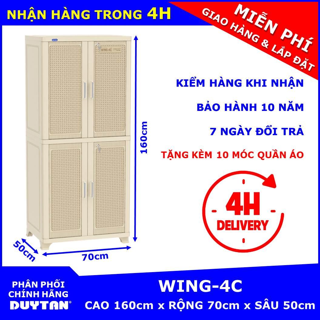 Tủ nhựa Duy Tân WING-4C 2 buồng treo quần áo tặng kèm 10 móc treo quần áo Duy Tân
