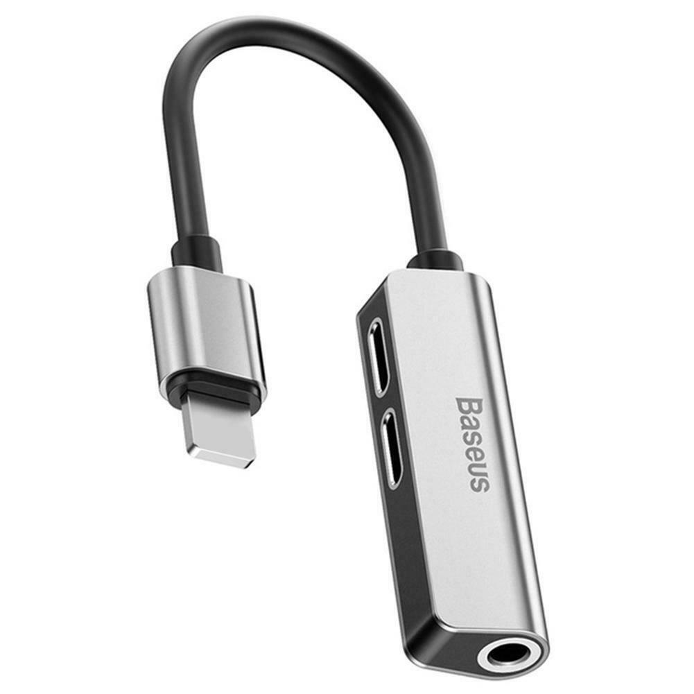 Baseus L52 3 in 1 Charging Audio Adapter for iPhone 3.5mm Jack Splitter NIGH