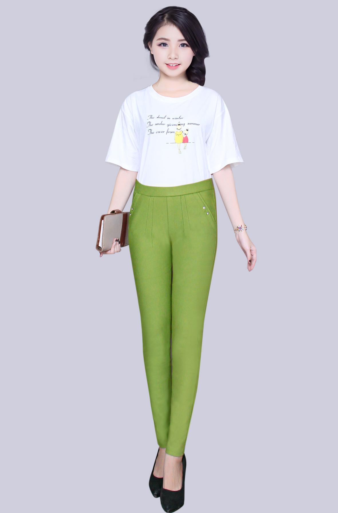 Quần dài nữ thun coton cao cấp co giản lưng chum 2 nút đá túi thời trang công sở qt06