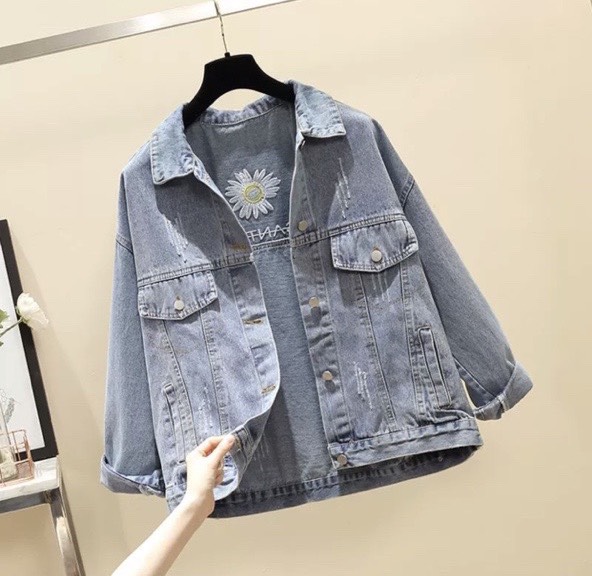 [HCM]ÁO KHOÁC JEAN NỮ THÊU HOA CÚC SIÊU HOT LULY FASHION L01