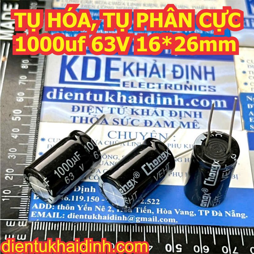 20 con TỤ HÓA PHÂN CỰC chân dài 1000uf các loại 10V 16V 25V 35V 50V 63V 100V kde1812