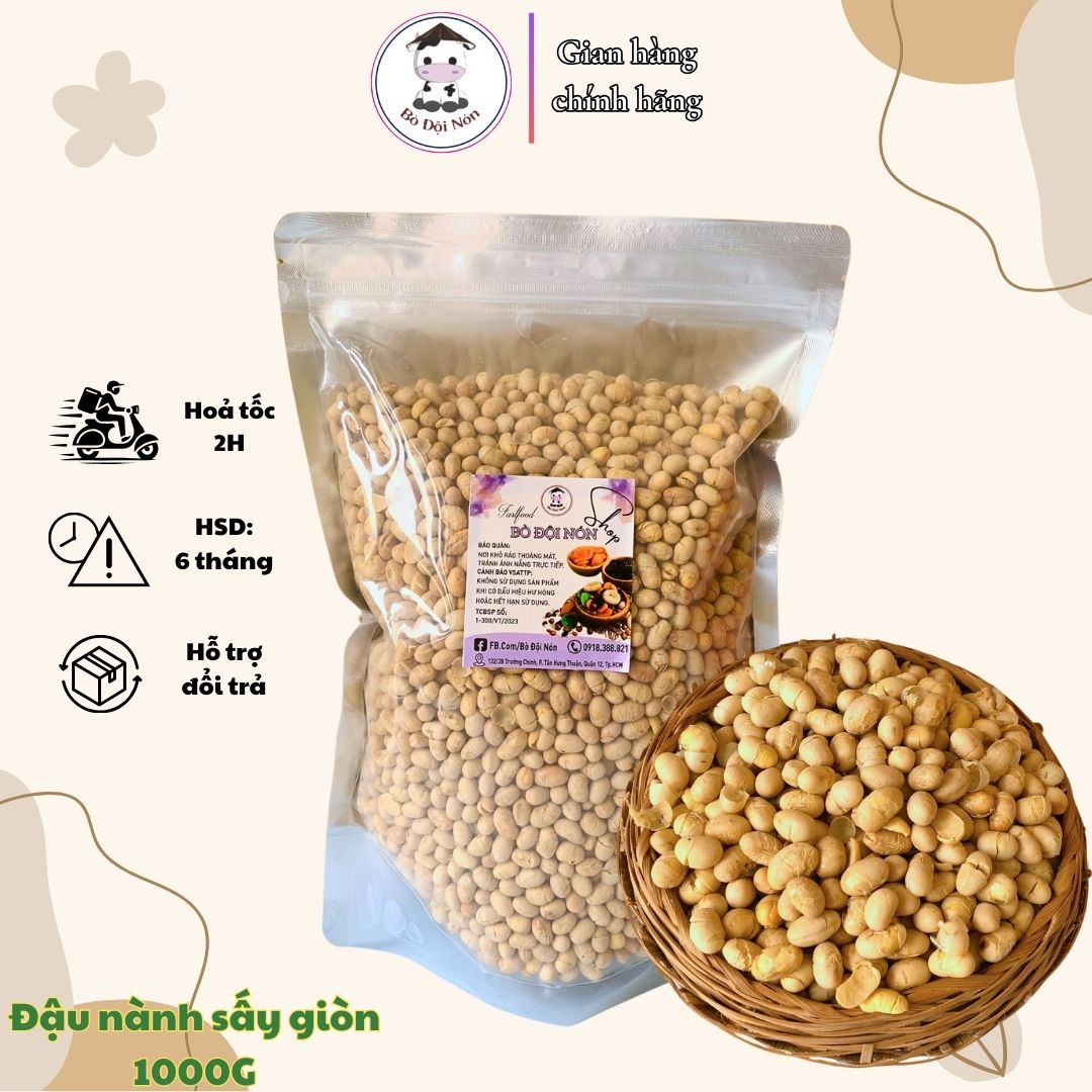 Đậu Nành Sấy Giòn 1Kg Bò Đội Nón