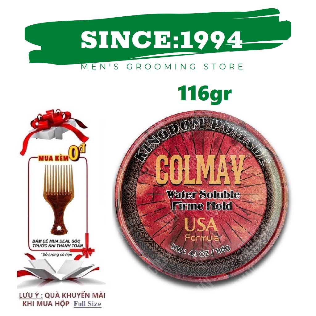 [CHÍNH HÃNG 100%] Sáp Vuốt Tóc Colmav Pomade Gốc Nước Lọ 116gr