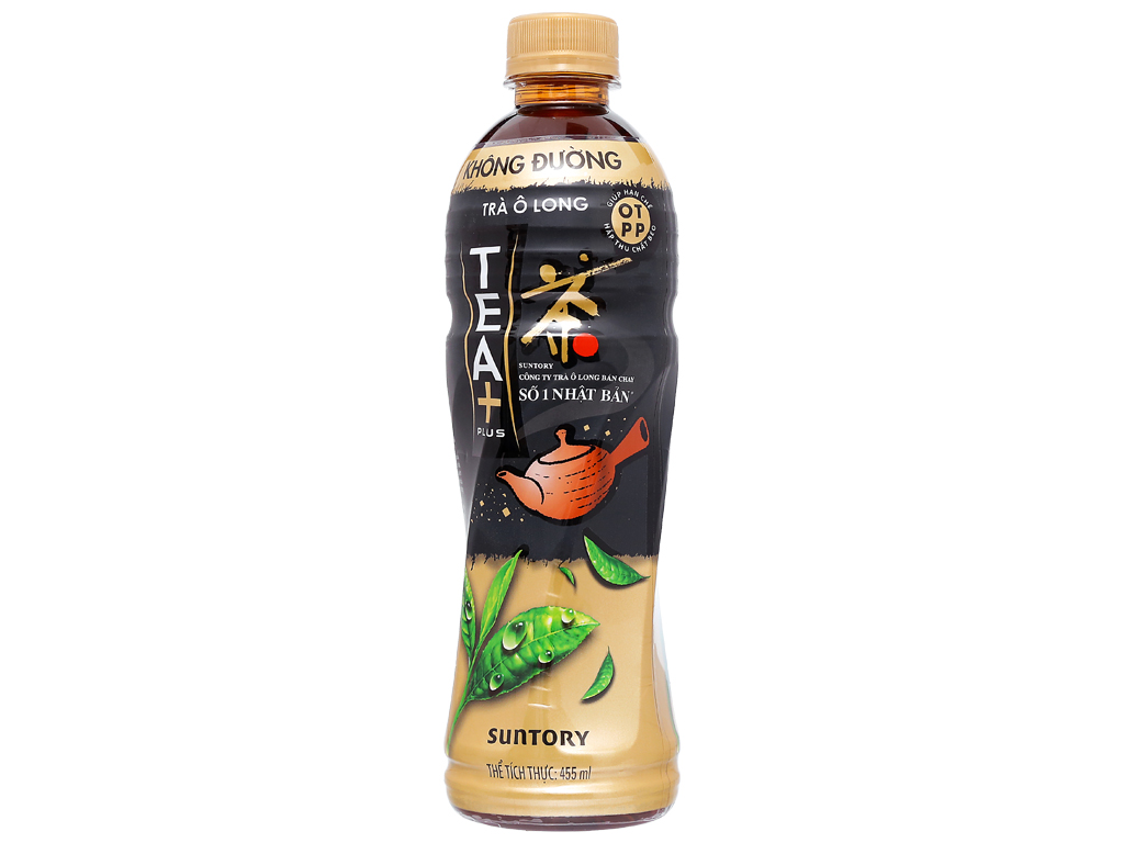 Thùng 24 chai trà ô long Tea Plus không đường 455ml