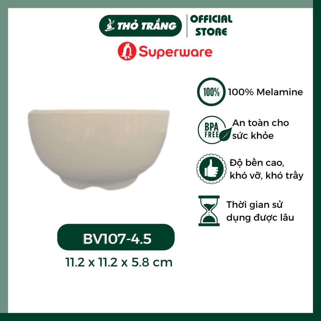 Chén Cơm Màu Nâu Melamine Srithai Superware Thái Lan Cao Cấp
