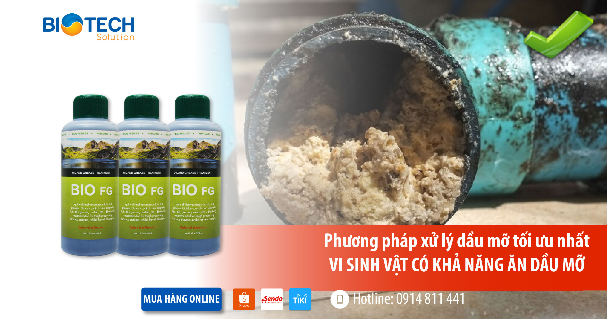 Vi Sinh Xử Lý Dầu Mỡ, Bẫy Dầu Mỡ - BIO FG 350ml
