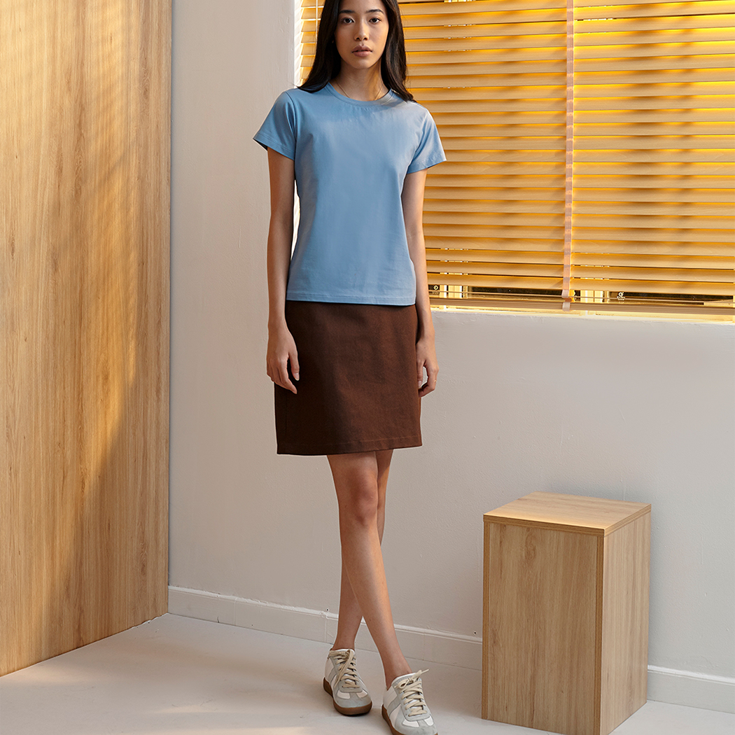 And Above - Áo thun cổ tròn nữ - Basic Tshirt -Màu Xanh
