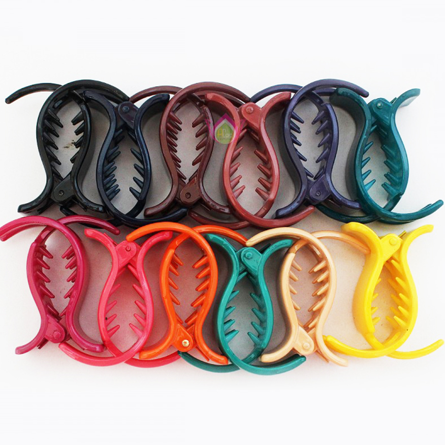 Set 12 kẹp tóc càng cua 3 răng màu nhám PHỤ KIỆN 68