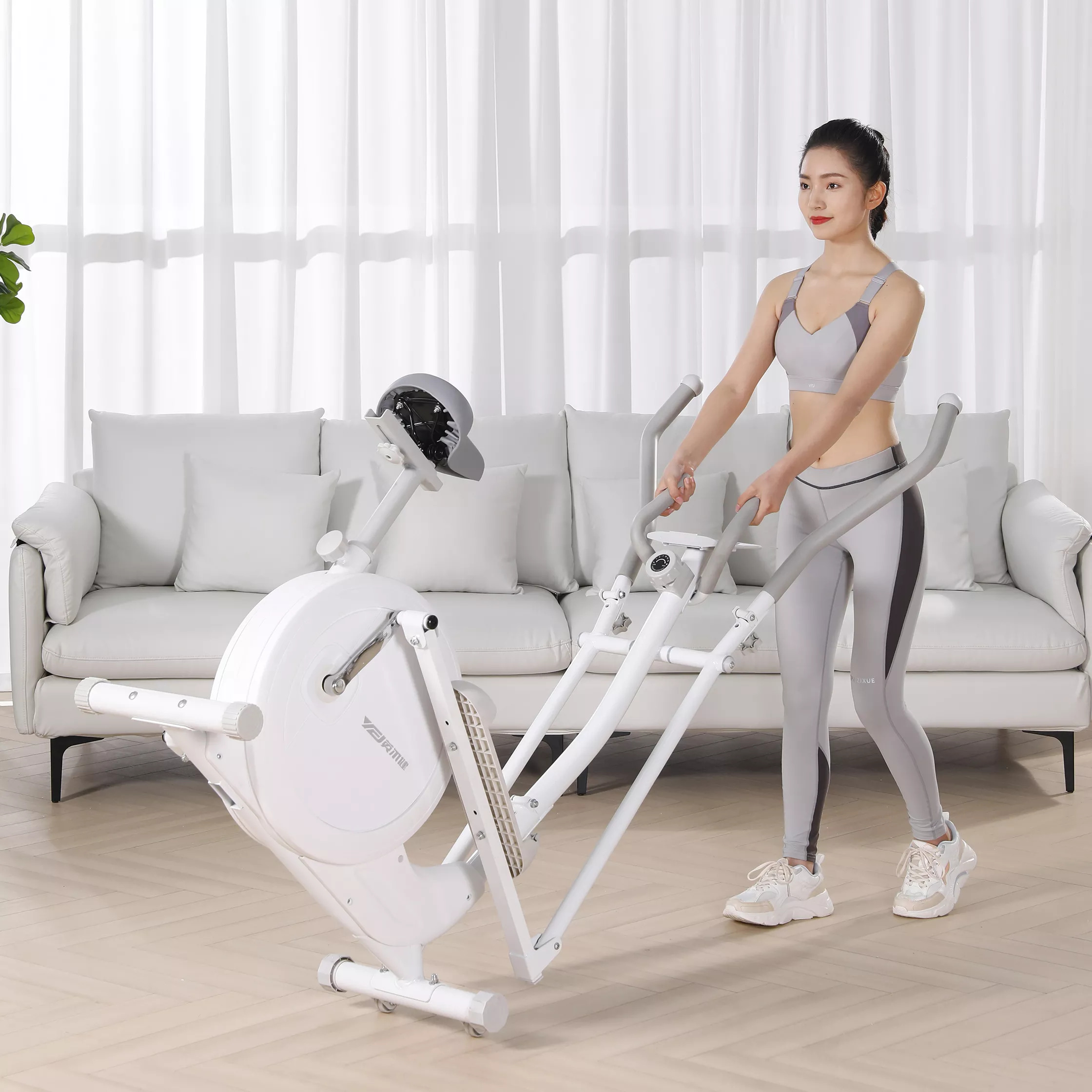 Máy đạp xe tập thể dục elip Phiên Bản Mới 2024, xe đạp tập thể dục gấp gọn, xe đạp trong nhà có đồng hồ nhịp tim, calo, quãng đường, thời gian