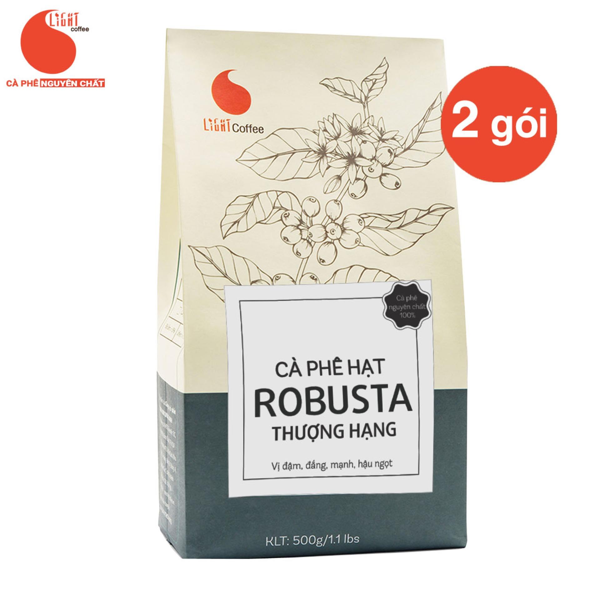 Cafe hạt Robusta nguyên chất 100% - Loại 1 - Light Coffee - 2 gói (1kg)