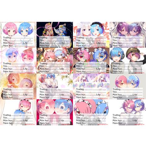[HCM]Nhãn vở anime Re:zero combo 3 set 48 nhãn